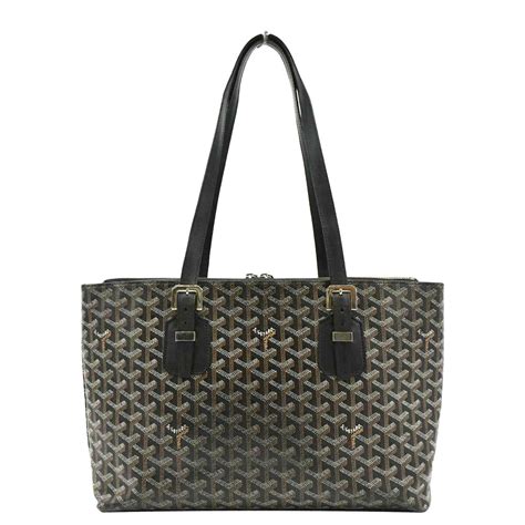 GOYARD Okinawa PM Chevron Print Canvas Tote Bag Black.